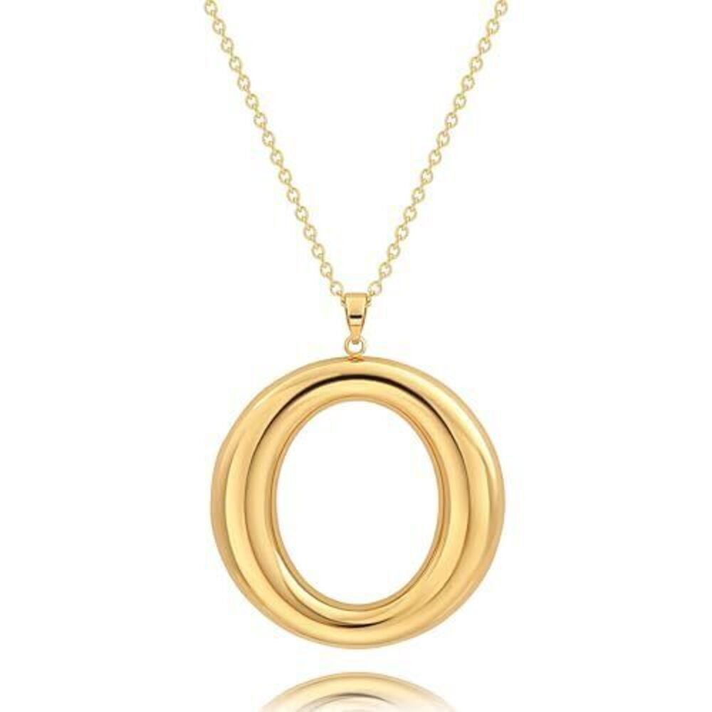 6365 Long Gold Necklace 18K Gold Plated Large Circle Pendant Adjustable